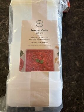 w&p White Freezer Cube Set of 3 - Stackable Frozen Food Storage
